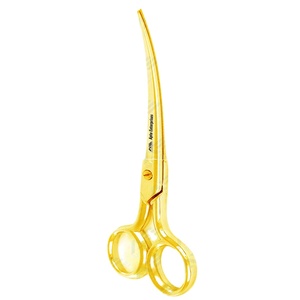 Full Gold Color Grooming <b>Scissors</b> Sharp Stainless Steel Curved Blade Hair Cutting Shears for <b>Dogs</b> Professional Pet Grooming Tool - Product Image 1