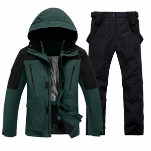Combinaison de ski pour femme, bleu clair, 100% polyester, imperméable, à capuche, fermeture éclair, isolation synthétique, coupe ajustée, hiver - Product Image 4
