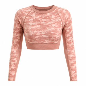 Ensemble de Vêtements de Sport pour Femmes : Haut Court à Manches Longues et Leggings Taille Haute Extensibles et Respirants pour Yoga et Fitness (Vente en Gros) - Product Image 3