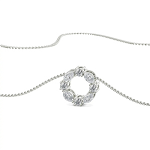 Collier pendentif de luxe pour femme en argent 925 plaqué rhodium avec diamant taille brillant rond, chaîne serpent, bijoux de mariage - Product Image 1