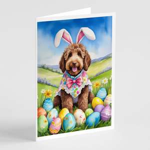 Labradoodle <b>Easter</b> Egg Hunt Whimsical A7 Greeting <b>Cards</b> <b>Pack</b> of 8 Blank Note <b>Cards</b> with Envelopes Size 5x7 - Product Image 1