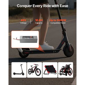 Batteria per Scooter Elettrico 48V 10Ah, Pacco Batteria al Litio per E-bike con Caricabatterie BMS 30A, Cavo di Espansione con Connettore T, 500+ Cicli, Configurazione 10s4p 15ah - Product Image 2