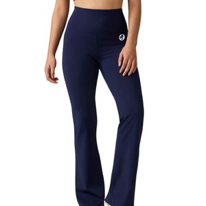 Pantalon de yoga évasé taille haute bleu marine pour femme – Legging athlétique doux et extensible pour l'entraînement, la gym, le fitness et le quotidien - Product Image 1