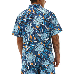 Men's <b>Hawaiian</b> <b>Shirt</b> Navy Blue Tropical Floral Print Short Sleeve Turn-Down Collar Button-Up Summer Vacation Top - Product Image 4