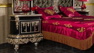 Juego de Muebles de Dormitorio de Lujo de Estilo Mid-Century en Negro y Plata, Madera de Teca Sólida, Cama King Size, Vitrina, Mesitas de Noche, Armario - Product Image 3