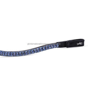 Bandeau élégant en cuir de cheval avec cristaux bleu roi et blancs, accessoires d'équestre de qualité supérieure faits à la main. - Product Image 6