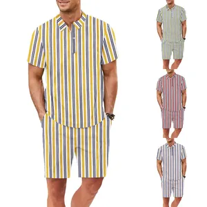 Conjunto de Verano para Hombre, Informal, Transpirable, Camiseta de Manga Corta y Pantalones Cortos, Conjunto Deportivo Sólido, Ropa de Marca para Hombre, Conjunto de 2 Piezas - Product Image 1