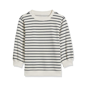 เสื้อสเวตเชิ้ตคอกลมลายทางแบบยูนิเซ็กซ์ แขนสามส่วน ทรงหลวม ผลิตจากผ้าฝ้ายถัก สวมใส่สบาย เหมาะสำหรับฤดูหนาว ขายส่ง OEM - Product Image 6