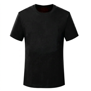 T-shirt décontracté pour homme, manches courtes, col rond, coupe classique, couleur unie, tissu tricoté - Product Image 2