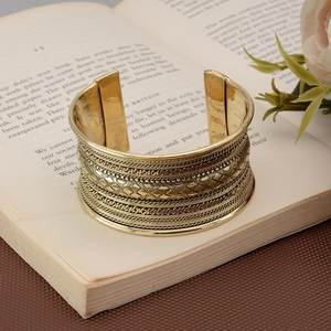 กำไลข้อมือทองเหลืองแบบหนา ดีไซน์วินเทจเรโทร ปรับขนาดได้ เหมาะสำหรับงานแต่งงาน งานปาร์ตี้ งานเฉลิมฉลอง สไตล์โบโฮ - Product Image 4