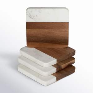 Ensemble de sous-verres en bois et marbre de style moderne haut de gamme, épaisseur 10 mm, classique, fait main, durable, écologique, pour la décoration de la maison et de la cuisine - Product Image 6