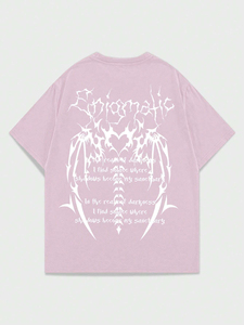 Wholesale Women Oversized Cotton T-<b>Shirt</b> <b>Gothic</b> Skull Y2K Aesthetic Drop Shoulder Short Sleeve Tee Quick Dry Breathable - Product Image 2