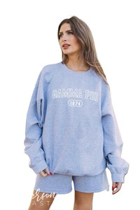 Sweat-shirt à col rond Gamma Phi pour femmes, manches longues, tricoté, 100% coton, polaire, vêtements d'hiver - Product Image 4