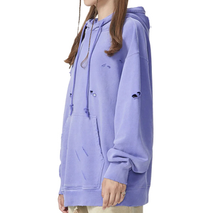 เสื้อฮู้ดดี้ผู้หญิงสไตล์วินเทจลายพิมพ์ 3 มิติ ผ้าฝ้ายเฟรนช์เทอร์รี่ ลุคดิสเทรส ดีไซน์ทำสีแบบแอซิดวอช สำหรับฤดูหนาว - Product Image 2