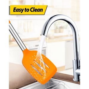 Set di 4 Utensili da Cucina in Silicone Senza BPA, Spatole Grandi Antiaderenti Resistenti al Calore, Cucchiai Forati, Set Essenziale per la Cucina - Product Image 4