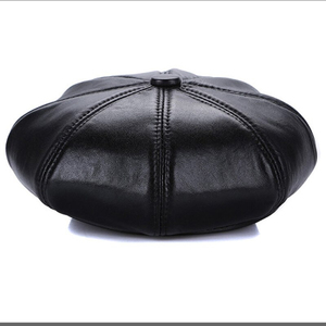 Béret en cuir noir unisexe, ajustable, style décontracté, à porter en toutes saisons - Product Image 2