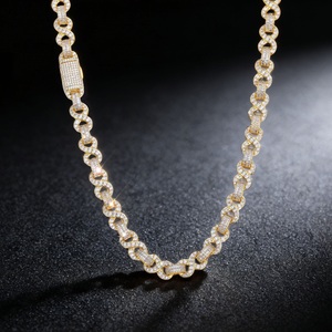 Mens 925 Silver Moissanite Cuban Link Chain Iced Pave Interlocking Link <b>Statement</b> <b>Necklace</b> Luxury Fashion Jewellery - Product Image 6