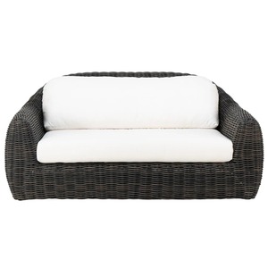 Contemporary Outdoor Rattan Sofa Two Seat With White Cushions Waterproof Garden Furniture UV Resistant PE Wicker Design - Product Image 4