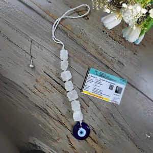 Amuleto de Ojo Turco (Nazar Battu) con Cristales de Selenita – Colgante de Piedra Natural - Product Image 2