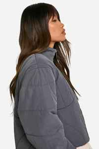 Modern Fit Lightweight Warm Quilted Women's Puffer <b>Jacket</b> Zip Front Winter Outerwear Hooded Collar Soft Padding Regular Size - Product Image 4