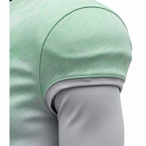 Conjunto de Uniforme de Fútbol Americano Personalizable en Verde Menta, Camiseta de Manga Corta con Cuello en V para Hombre, con el Número 50 y Espacio para el Logotipo - Product Image 4