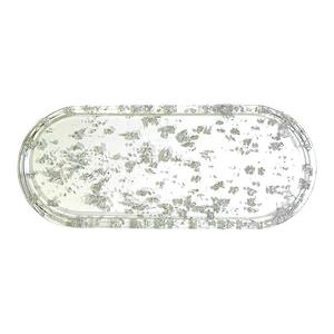 Plateau de service décoratif en résine acrylique de haute qualité, fait main, forme ovale, motif géométrique, passe au lave-vaisselle, pour la maison et l'hôtellerie - Product Image 1
