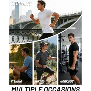 T-shirts en maille performants pour hommes, légers, respirants, en spandex/polyester, pour la course à pied, l'entraînement, la gym, la remise en forme - Product Image 4