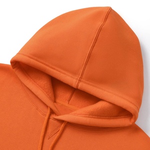 Unisex Oversized Orange Hooded Sweatshirt Solid Color Casual Pocket French Terry Knitted Autumn Wear - Product Image 3