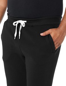 Men's Black Cotton Sweatpants Elastic Waist Drawstring Casual Side Pockets Midweight Knitted Autumn Wear - Product Image 4