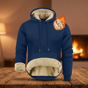 Sweat-shirt à capuche pour homme, décontracté, en coton, doublé de polaire, épais, avec poche kangourou, coupe-vent, chaud, pour l'hiver, style athlétique - Product Image 1