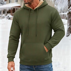 <b>Mens</b> Winter Heavy <b>Sherpa</b> Fleece Lined <b>Hoodie</b> Thick Warm Pullover Hooded Sweatshirt Strong Stitch Finish DTG Printing Hoodies - Product Image 2