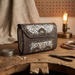 Sac à main en mosaïque de pierres rectangulaire moderne, écologique, fait main, pour femmes et filles, pour la décoration de mariage et les cadeaux - Product Image 4