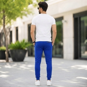 Casual Men's Lightweight Dark Chino Pants High Quality Oversize Classic <b>Trousers</b> <b>Elastic</b> <b>Waist</b> Pleated Front - Product Image 3