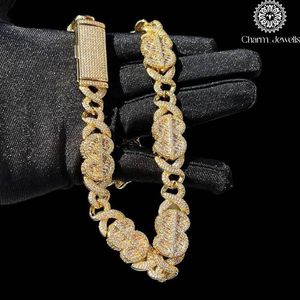 Collier pour homme en moissanite Charm Jewels, plaqué or 14 carats, chaîne à maillons, style hip-hop, taille brillante, micro-incrustation, certifié IGI, idéal pour les soirées - Product Image 2
