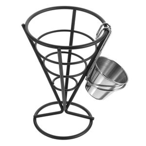New Three-wheeler French Fry Serving Stand Metal Fry Food <b>Display</b> Rack With Stainless Steel Table Serving <b>Basket</b>&Bucket&Two Cup - Product Image 4