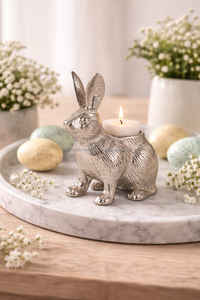 ที่วางเทียนรูปกระต่ายอะลูมิเนียมพรีเมียม ประติมากรรมกระต่ายตกแต่งบ้าน สำหรับตกแต่งคริสต์มาส ทำด้วยมือและทนทาน - Product Image 3