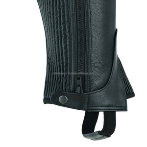 MH OEM Leather Half Chaps with Zipper & Button Closure for <b>Men</b> Women Training & Competition Use Custom Design - Product Image 3