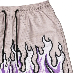 Shorts en mesh personnalisés pour hommes avec motif flamme, sublimation, entrejambe de 5 pouces, pour entraînement, course, basketball, gym, exercice - Product Image 4