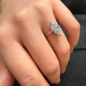 Bague de Fiançailles et de Mariage Classique à Succès avec Diamant de Laboratoire Taille Marquise de 1,50 Carat en Or Blanc 14 carats Vermeil pour Fête - Product Image 2