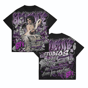 T-shirt graphique surdimensionné pour hommes, imprimé intégral, streetwear, coton, style hip-hop, mode décontractée, OEM, vente en gros personnalisée - Product Image 1