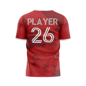 Maillot de football camouflage rouge pour homme, manches courtes, sublimé, 100 % polyester respirant, col rond, nom du joueur imprimé au dos - Product Image 5