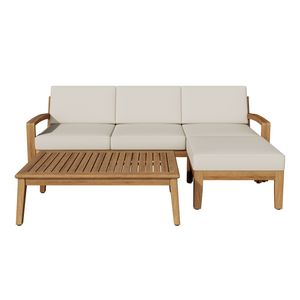 Set Divano Sezionale a L Grenada in 3 Pezzi in Acacia - Collezione Arredamento Esterno Durevole - Product Image 3