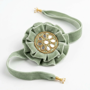 Wholesale 12mm Sage Green Single Side Velvet Ribbon 50 Yard Roll for Rakhi <b>Hampers</b> Thali Decor Craft <b>Boxes</b> Customizable Bulk - Product Image 3