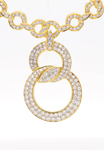 Collier pendentif en or 18 carats plaqué or avec design à double anneau, chaîne à maillons, style classique, bijoux unisexe - Product Image 2
