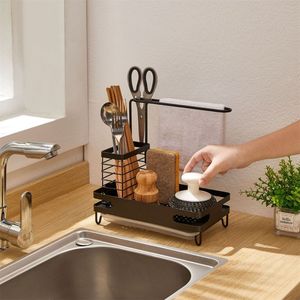 Elegant Iron <b>Kitchen</b> Sink Organizer <b>Shelf</b> With Waterproof Coating And Removable Drain Tray For Easy Cleaning - Product Image 4