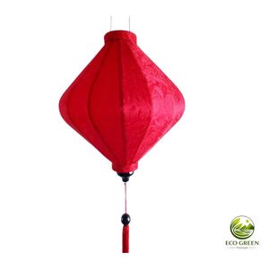 Farol de Bambú y Seda de Hoi An de 35 cm, Rojo, para Decoración, Lámpara Colgante Tradicional Vietnamita Hecha a Mano para Patio y Jardín - Product Image 2