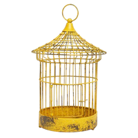 Cage à oiseaux antique en cuivre avec cadre en fer, forme ronde, cage durable pour animaux de compagnie, pour usage intérieur, base décorative, cage à oiseaux en fil métallique