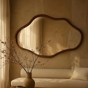 Miroir mural en bois de taille standard, miroir mural en bois multicolore pour la cuisine et la salle à manger, accessoire de décoration intérieure en gros - Product Image 1