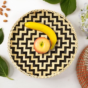 Cheap price decorative bamboo tray natural weaving trays for storage & decor boho home accessories - Product Image 5