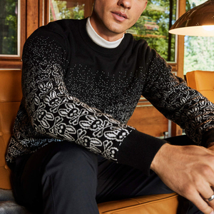 Men's <b>Black</b> <b>Wool</b>/Viscose Anti-Pilling Knitted <b>Cardigan</b> Full Sleeve Winter Wear - Product Image 5